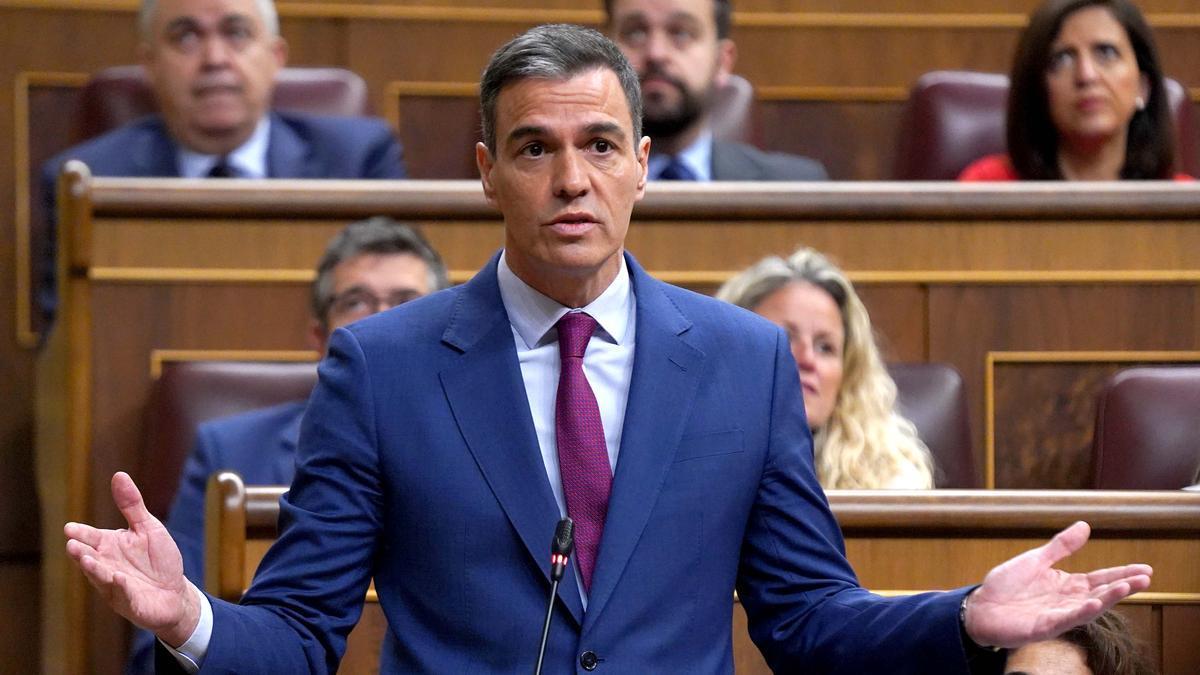 Pedro Sánchez, durante la sesión de control al Gobierno.