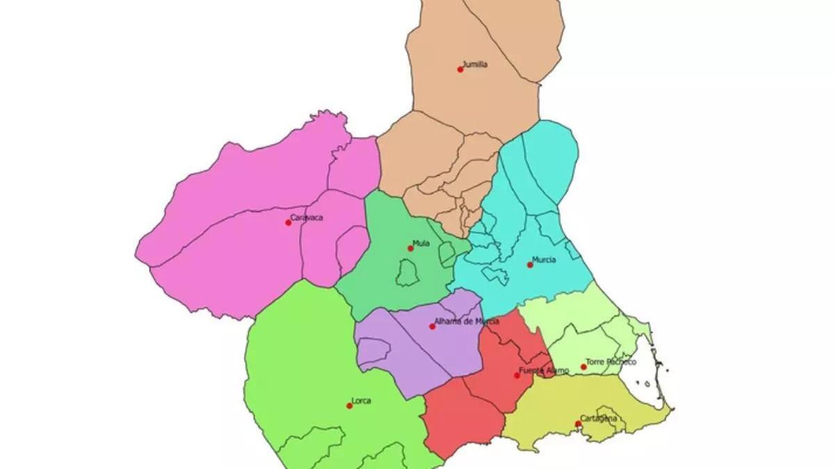 Mapa de Murcia.