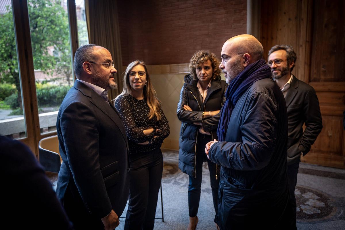 Barcelone 30/04/2024 Politique. Petit-déjeuner électoral organisé par El Periódico avec le candidat du PPC, Alejandro Fernández. -Cité moderniste de Sant Pau. AUTEUR : JORDI OTIX
