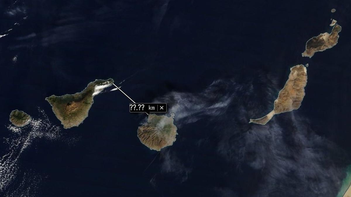 La pregunta en X que hace un usuario respecto a la distancia entre dos islas canarias.