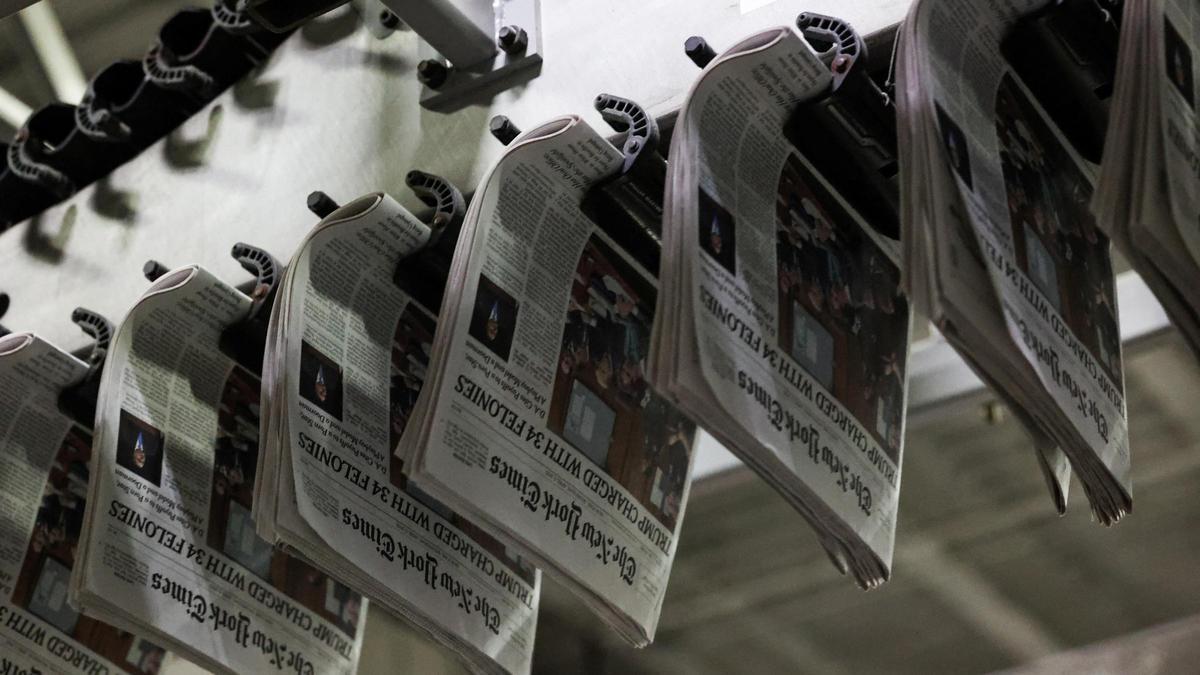 La imprenta de 'The New York Times' publicando ejemplares del diario.