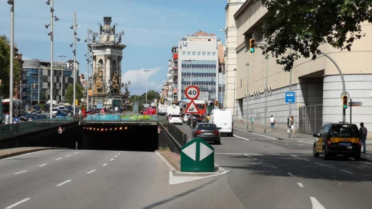 El túnel viario la Gran Via de plaza Espanya.