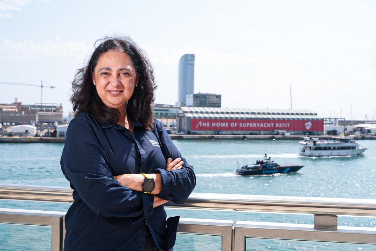 La vice-présidente de l'America's Cup Event (ACE), Aurora Catà, le dernier jour de la régate préliminaire de l'America's Cup Sailing à Barcelone.