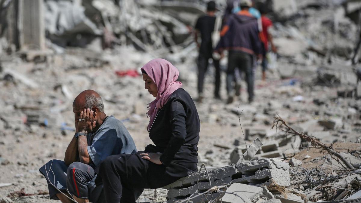 Desolación en Deir al-Balah, zona en el centro de la Franja de Gaza.