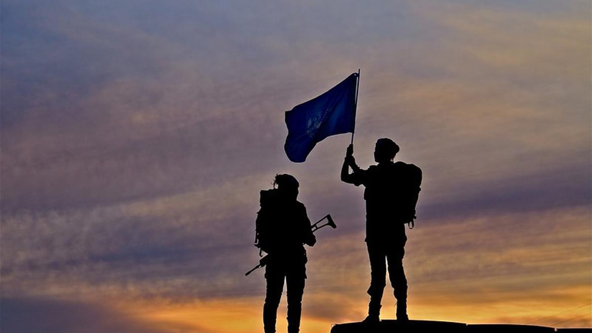 Cascos azules españoles de Infantería Mecanizada de la BRILIB XX, en 2014