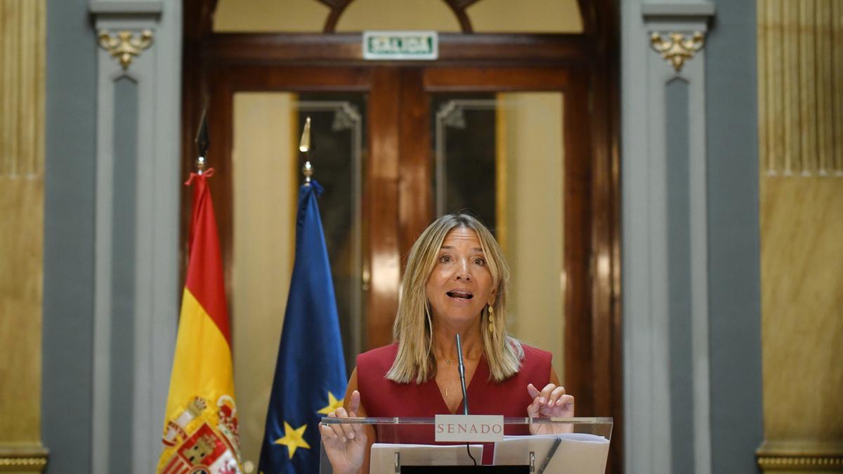 Archivo - La portavoz del PP en el Senado, Alicia García, durante una rueda de prensa en el Senado, a 28 de agosto de 2024, en Madrid (España). En su comparecencia, Alicia García ha anunciado la actividad del Grupo Popular en los próximos meses.