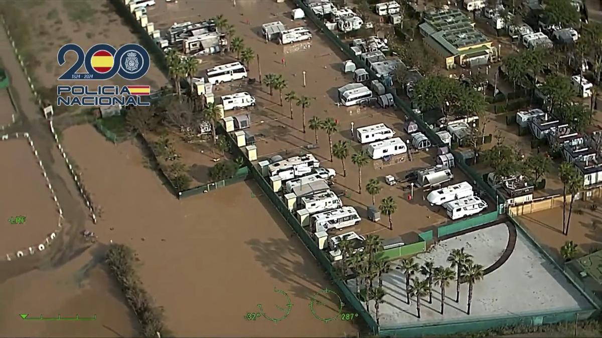 Imagen aérea facilitada por la Policía Nacional de los estragos causadas por la dana en Málaga