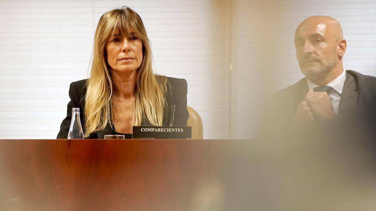 Begoña Gómez el día de su comparecencia en la Asamblea de Madrid.