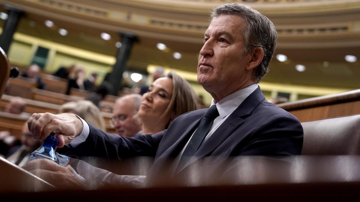 Alberto Núñez Feijóo en la sesión de control al Gobierno en el Congreso.