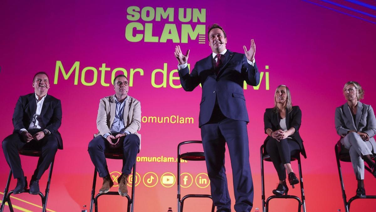 Joan Camprubí Montal, en l’acte de Som un Clam, ahir a Barcelona.