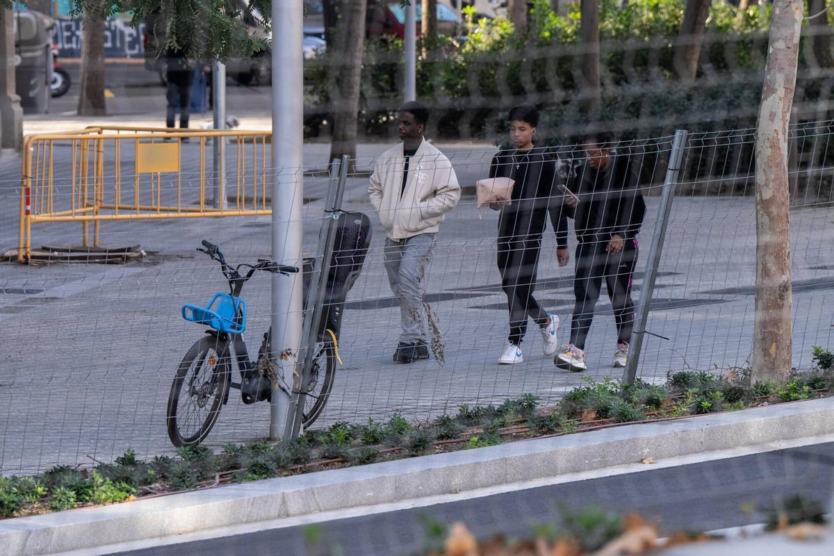 BARCELONE 16/01/2025 Barcelone. Plaintes de commerçants sur un tronçon de Diagonal concernant la mauvaise qualité de leurs trottoirs. Des châteaux à la marina. Des vélos attachés aux lampadaires et aux clôtures partout. PHOTO de ZOWY VOETEN