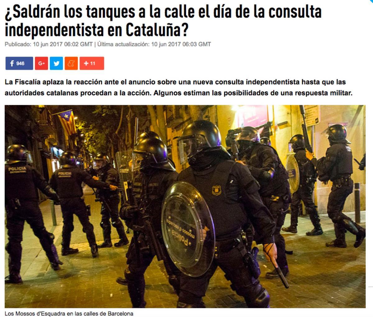 Capture d'écran de RT en espagnol.