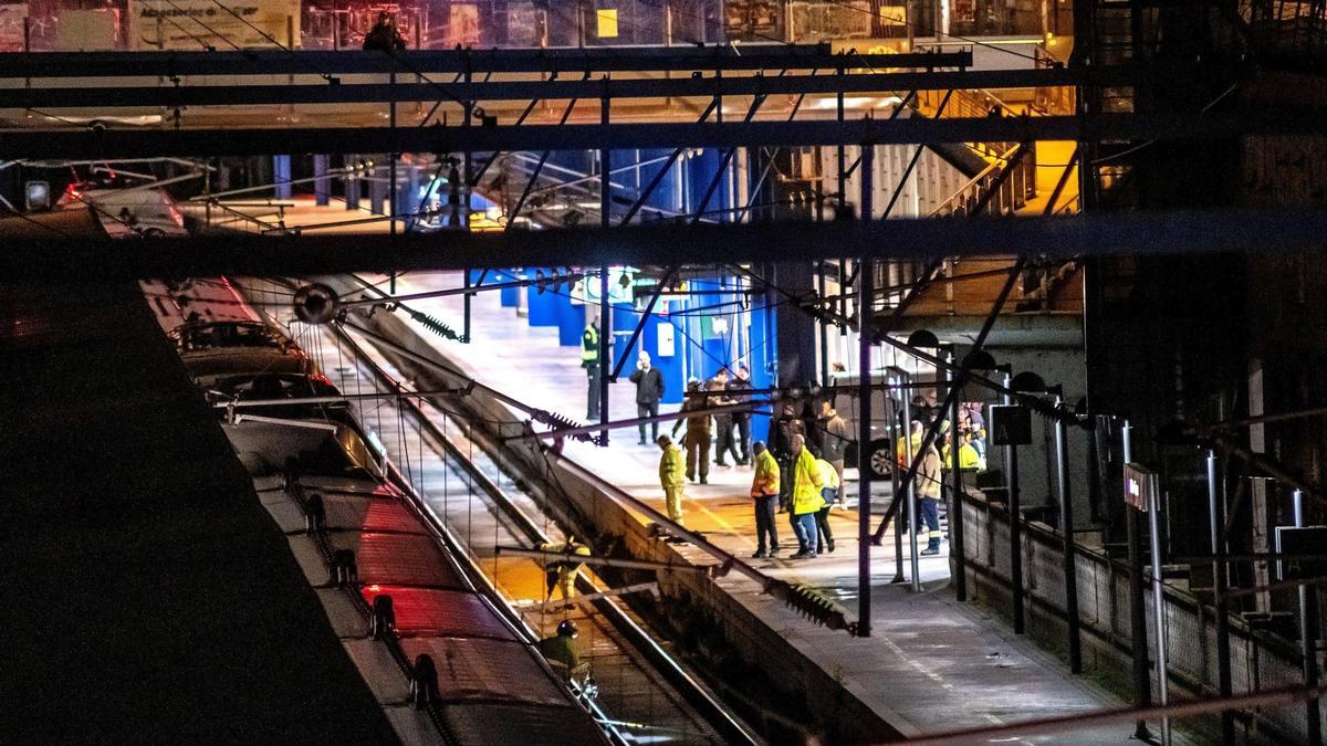 El tren Alvia parado en la estación del AVE de Lleida-Pirineus.