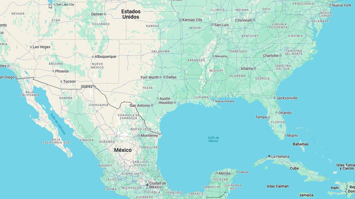 El Golfo de México, en Google Maps.