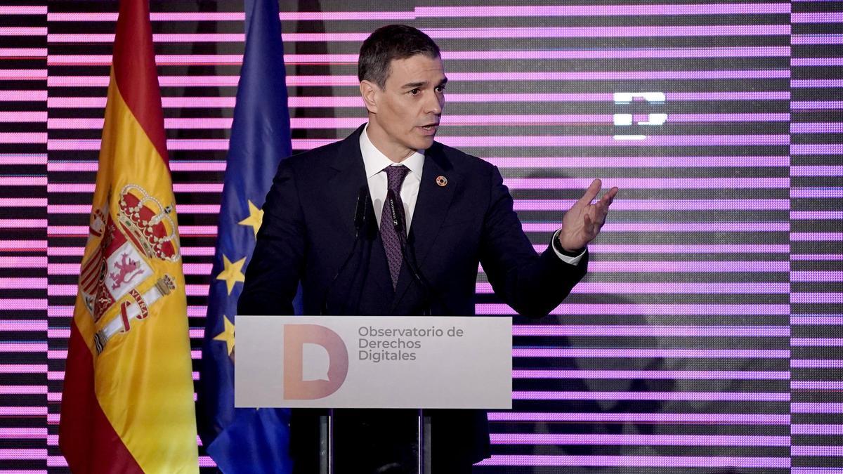 Pedro Sánchez, président du gouvernement, dans l'acte de l'Observatoire des droits numériques.
