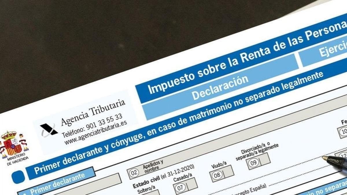 Imagen de una declaración de la renta.