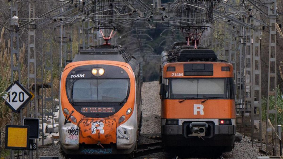 Dos trens de Rodalies.