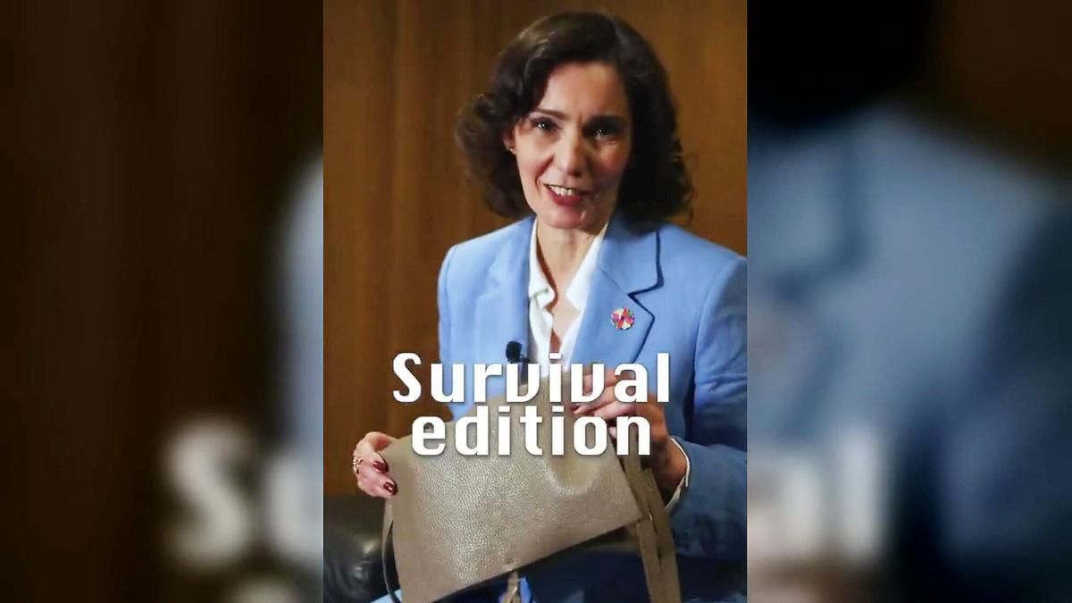 La commissaire européenne Hajda Lahbib explique son kit de survie dans une vidéo virale.