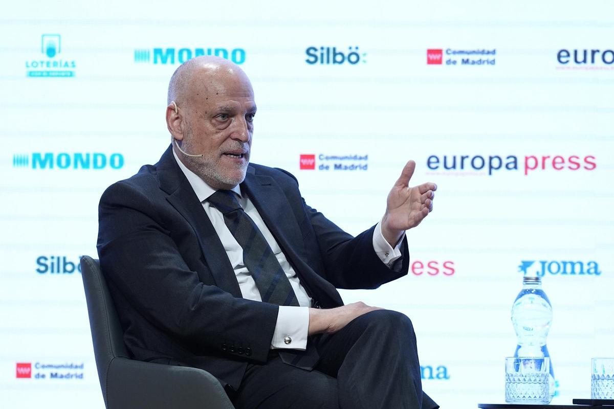 Le président de Laliga, Javier Tebas, lors des petits déjeuners sportifs d'Europa Press.