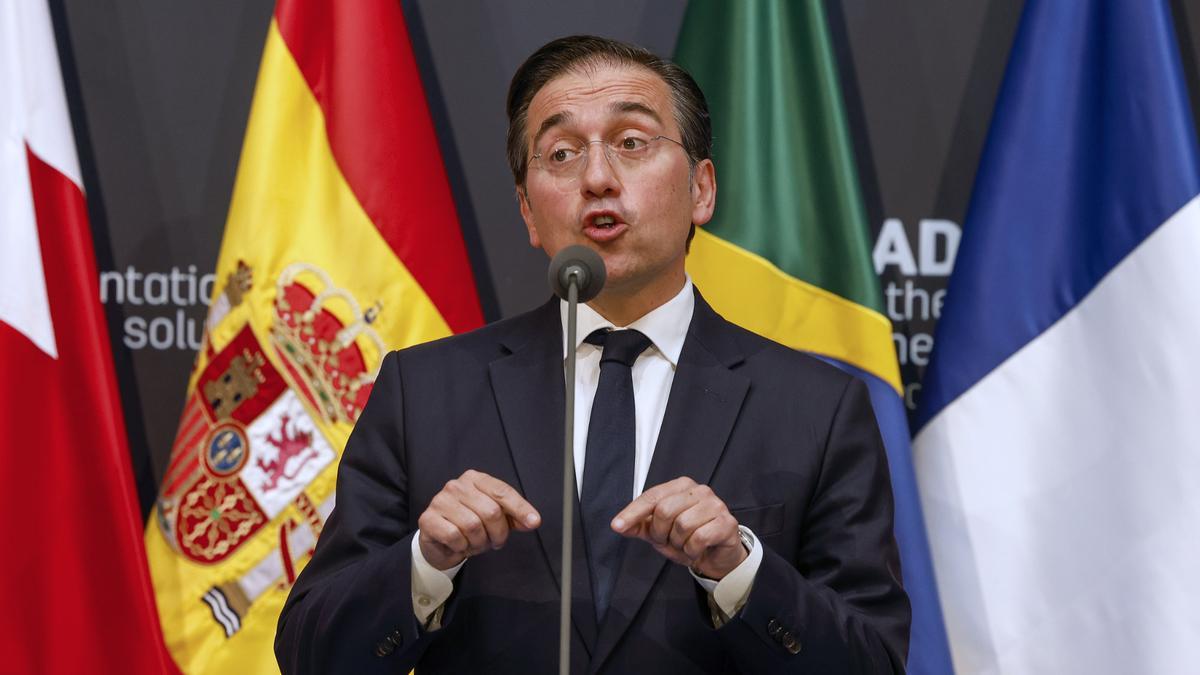 José Manuel Albares, este domingo en Madrid.