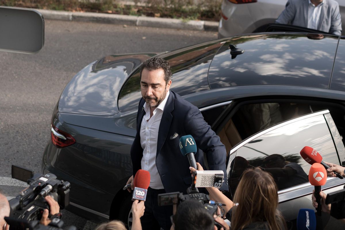 L'homme d'affaires Víctor de Aldama vient témoigner en tant que témoin et ancien président du Zamora Football Club pour la montée de l'Andorre devant le juge de Majadahonda, le 18 juin 2025, à Madrid (Espagne).