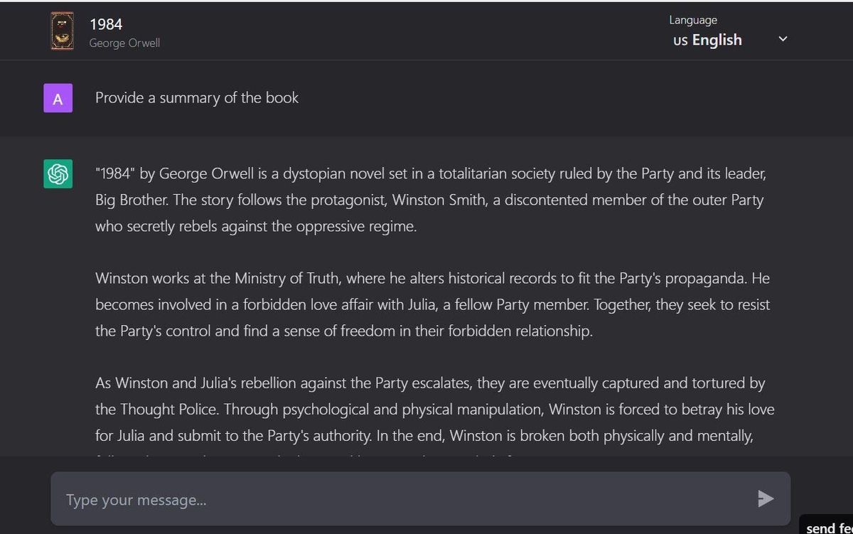 Interaction avec bookai.chat sur «1894» par George Orwell