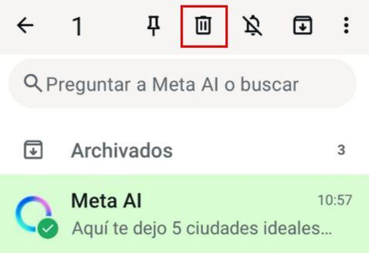 Appuyez sur l'icône de la corbeille