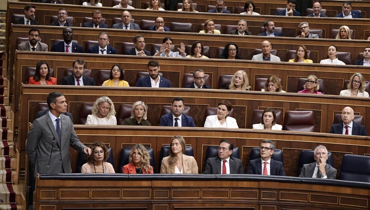 Pedro Sánchez, sur la banque socialiste.