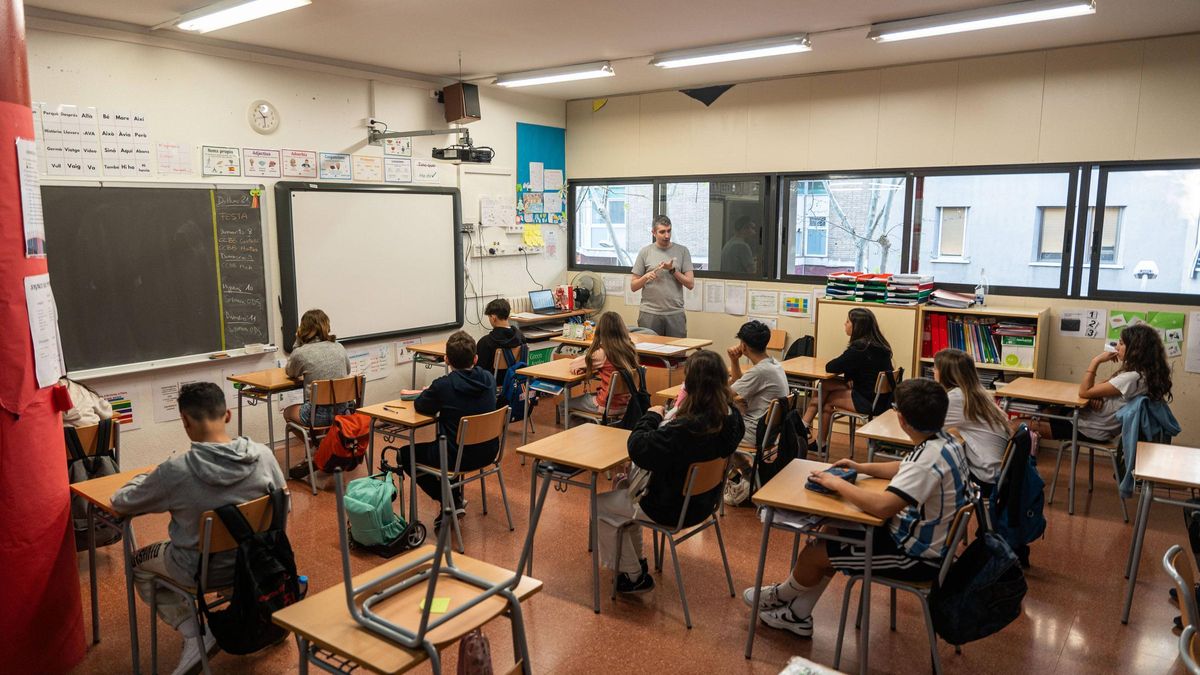 Aula de una escuela catalana, este curso.