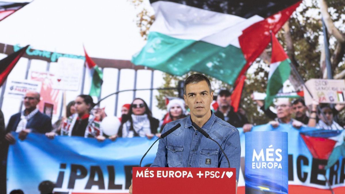 El presidente del Gobierno, Pedro Sánchez, durante un acto de campaña para las elecciones europeas, celebrado en junio de 2024 en L'Hospitalet.