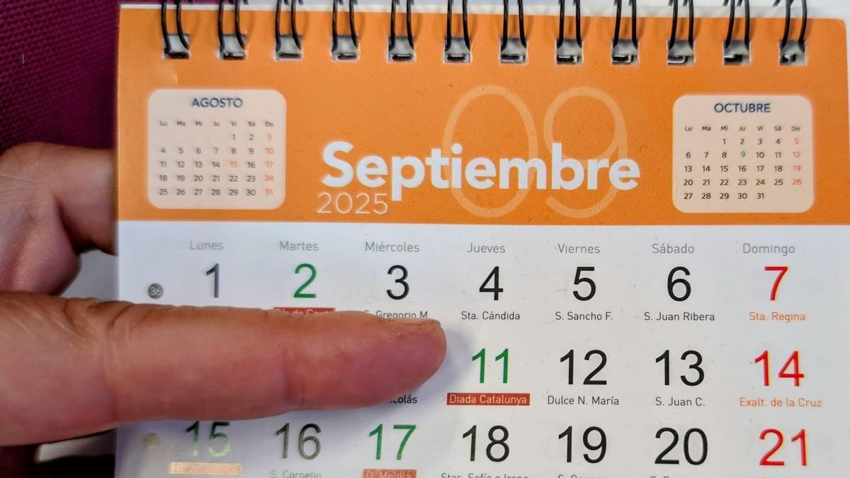 Calendario con el mes de septiembre 2025.