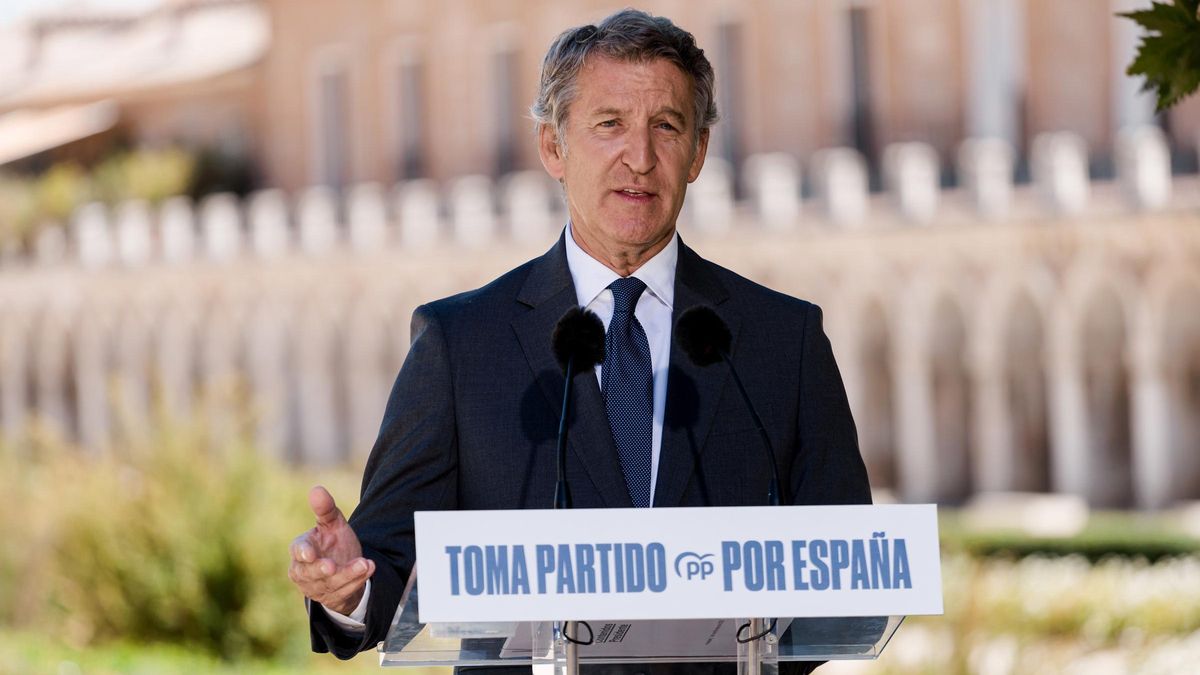 El presidente del Partido Popular, Alberto Núñez Feijóo, durante una rueda de prensa reciente.
