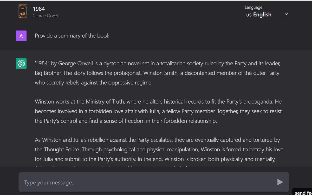 Interaction avec BookAI.chat concernant « 1894 » de George Orwell