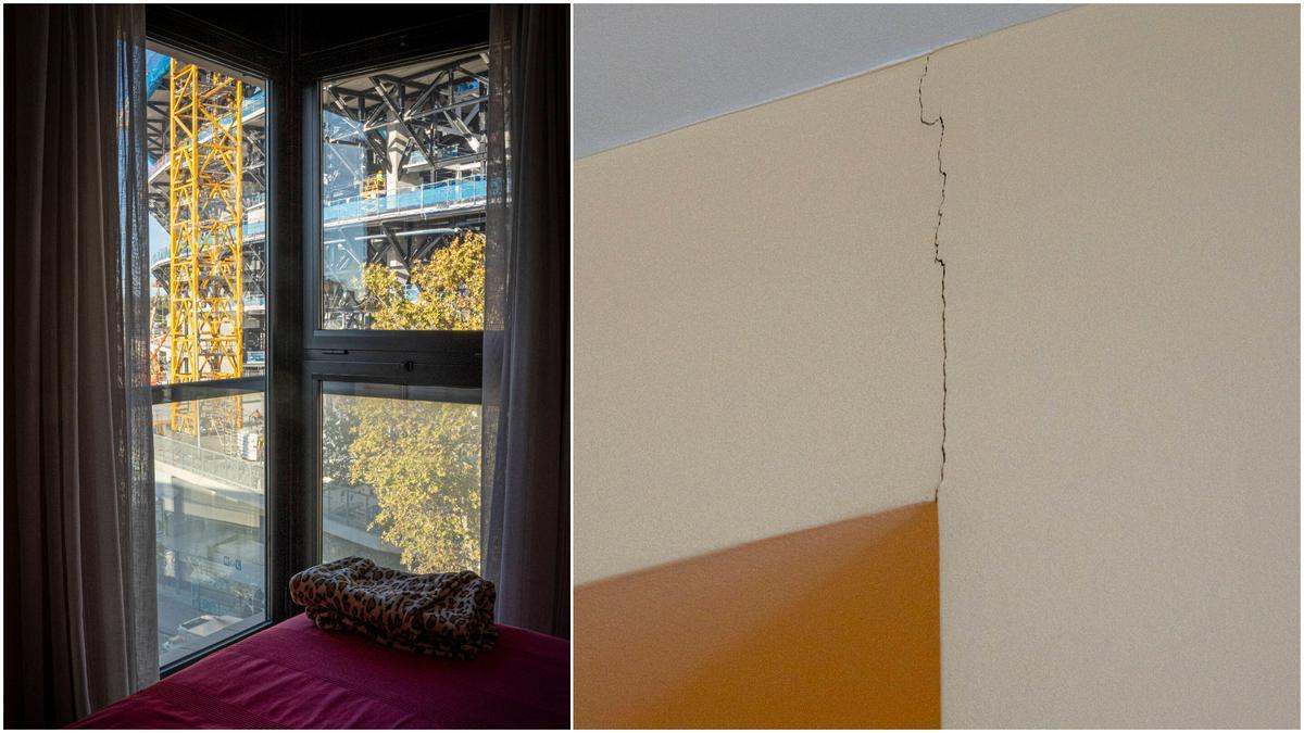 Fissure dans une maison située juste en face du Camp Nou, apparue lors des travaux