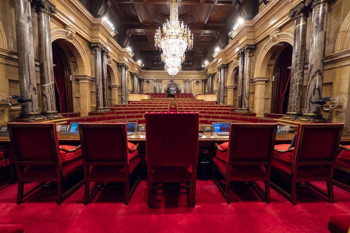 Barcelone, 30/09/2025. L'hémicycle du Parlement de Catalogne, vide avant le début de la session. Photo de : Zowy Voeten