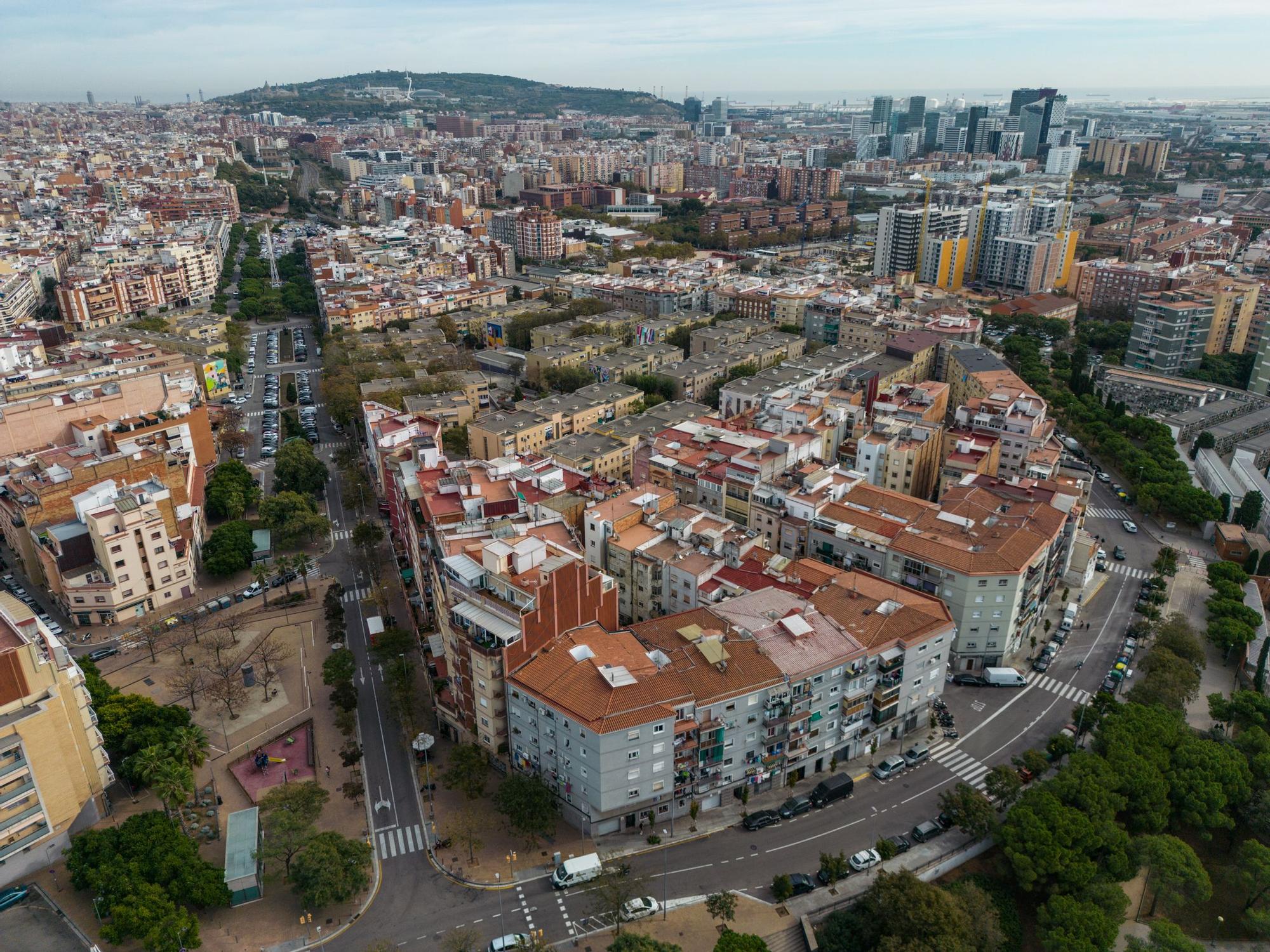 Vista aérea del área de Barcelona desde L'Hospitalet de Llobregat.