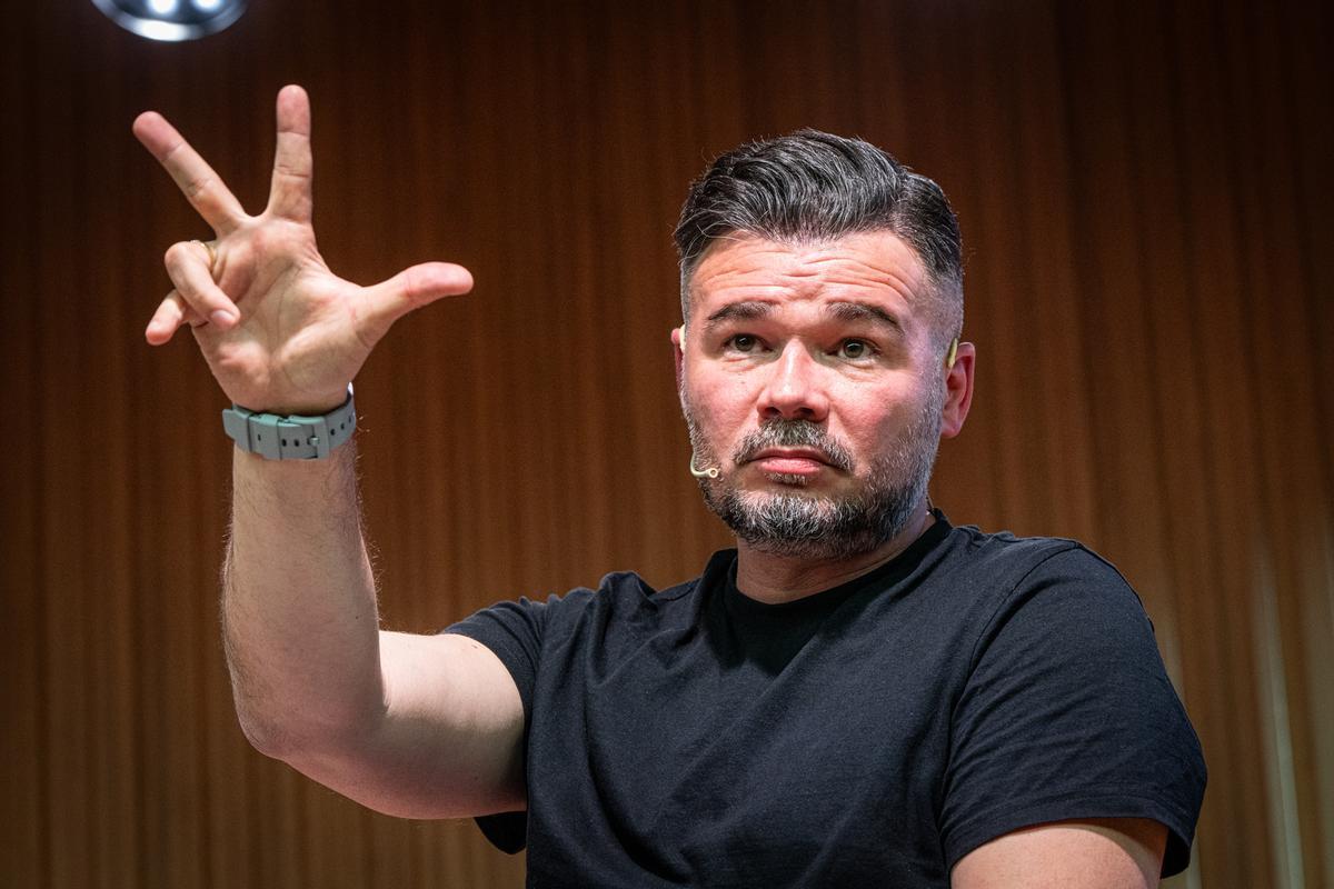Porte-parole de l'ERC au Congrès, Gabriel Rufián, lors de sa présentation.