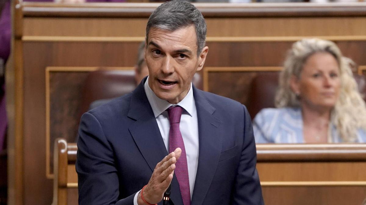 El presidente del Gobierno, Pedro Sánchez, durante un pleno del Congreso.