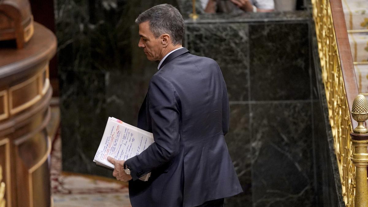 El presidente del Gobierno, Pedro Sánchez, durante su comparecencia en el Congreso el pasado miércoles sobre la corrupción en el PSOE.
