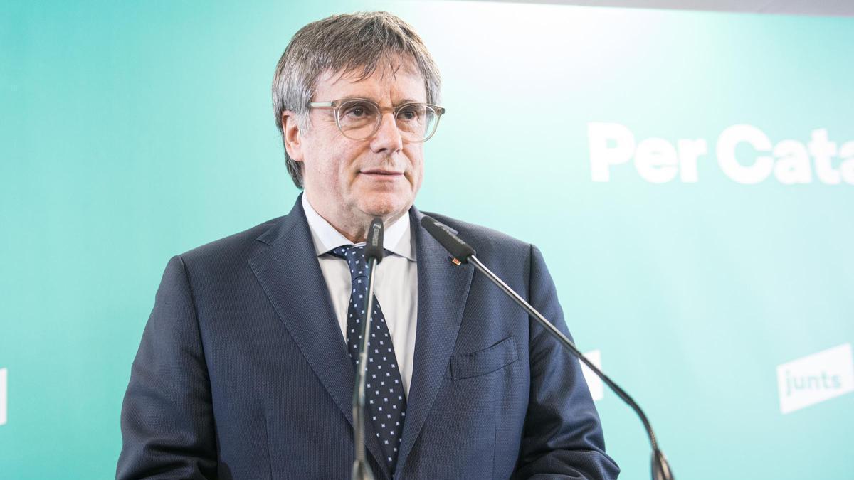El presidente de Junts, Carles Puigdemont, durante una rueda de prensa en una imagen de archivo.