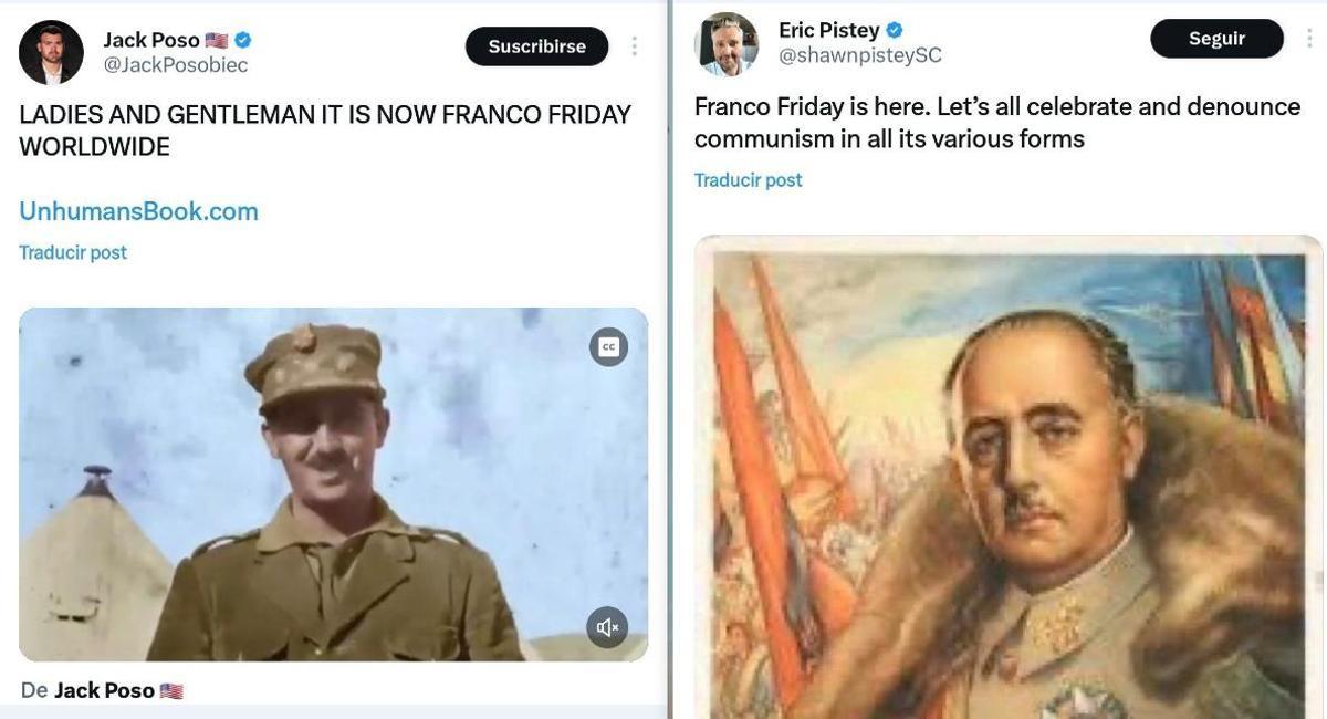 Appel du propagandiste ultra Jack Posobiec pour un « vendredi franquiste » et réponse à l'hommage de son compatriote fondamentaliste Eric Pistey.