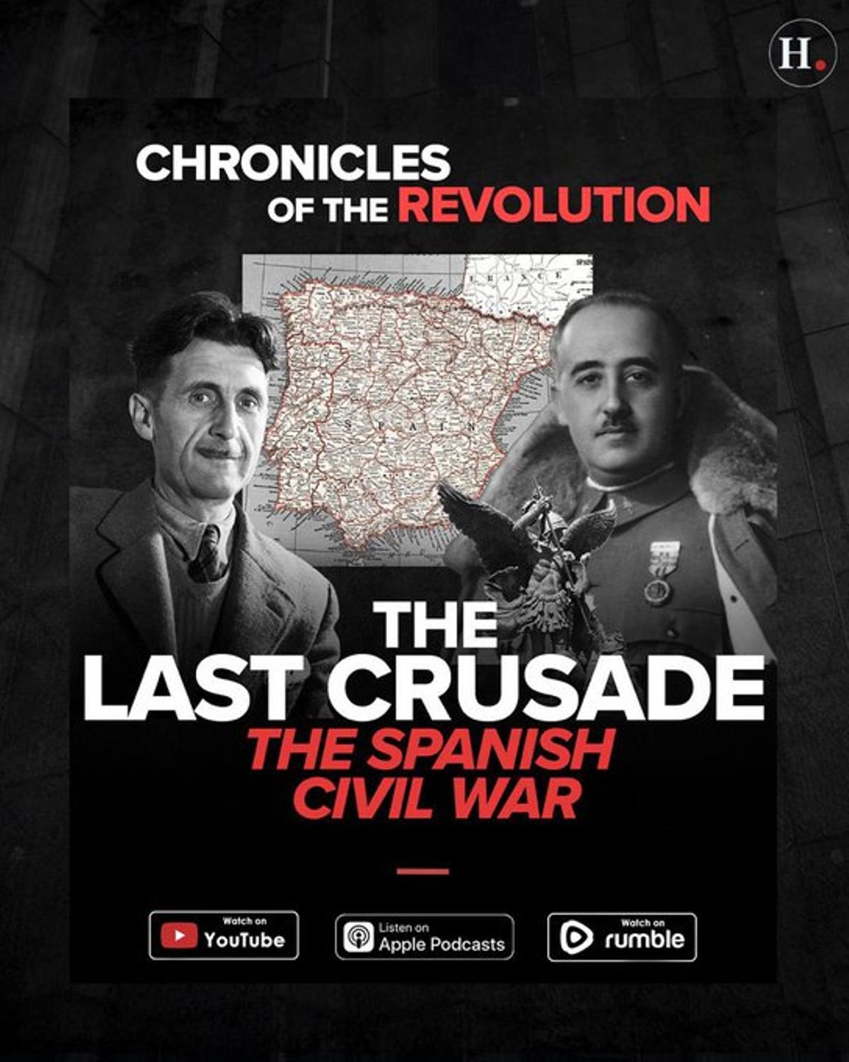 Couverture d'un chapitre consacré à la guerre civile espagnole dans « Chroniques de la Révolution », un podcast célèbre dans le monde trumpiste des États-Unis.