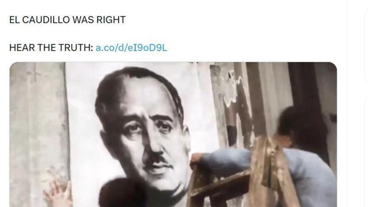 "Franco tenía razón", dice un post del propagandita ultracatólico norteamericano Jack Posobiec con vídeo promocional en la red social X