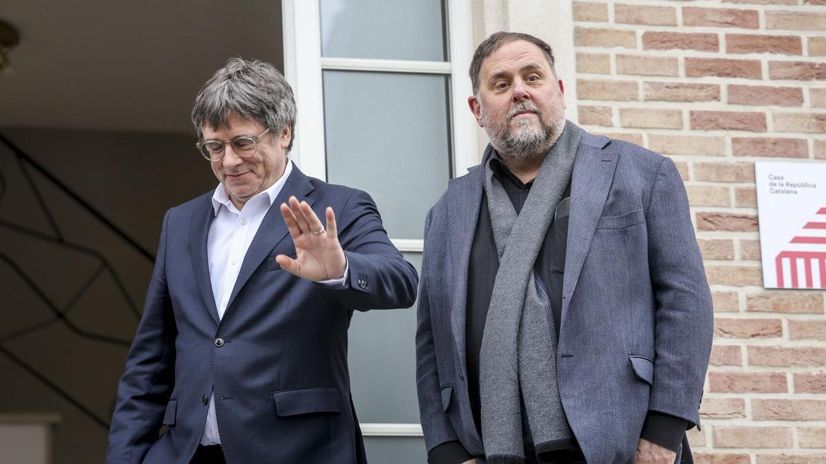 Carles Puigdemont y Oriol Junqueras en su última reunión pública en enero de 2025.