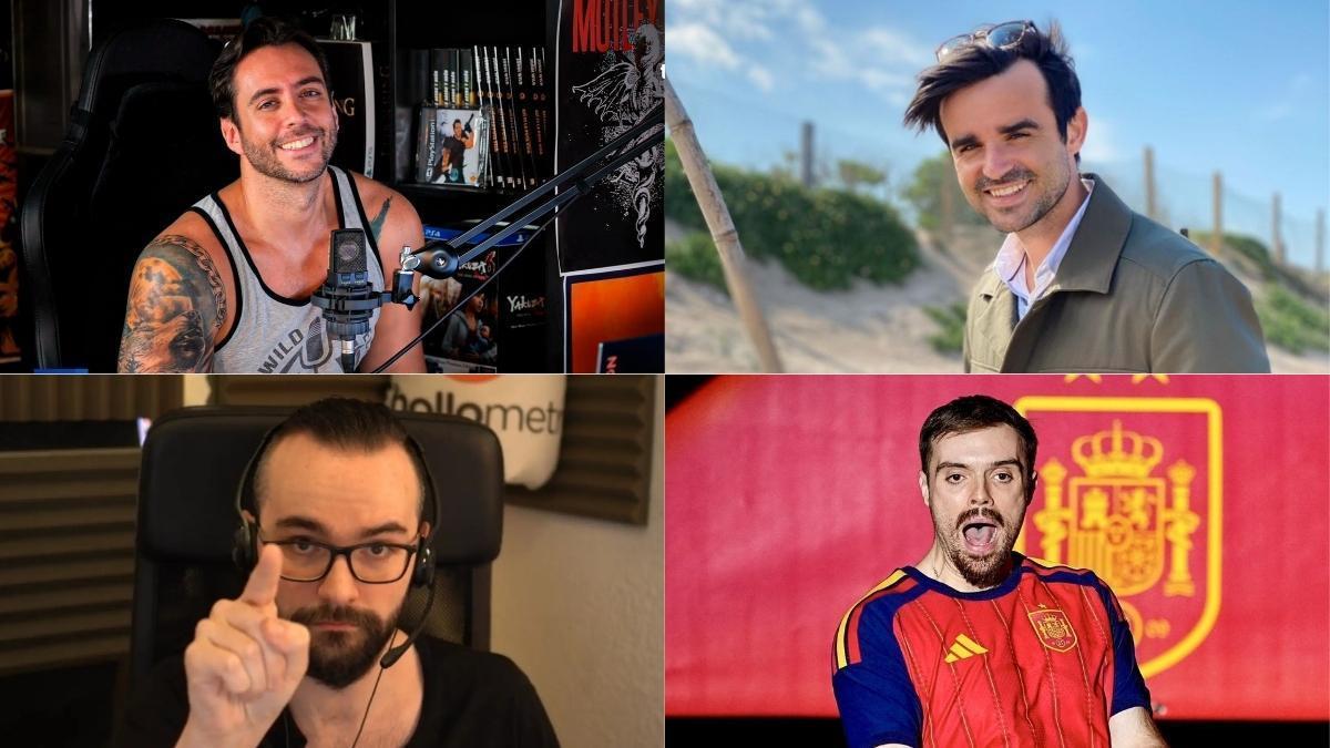 Jordi Wild (arriba, izquierda), Nachter (arriba, derecha) e Ibai Llanos, (abajo, derecha), sancionados por la CNMC, junto a El Xokas (abajo, izquierda), quien recientemente protagoinizó una polémica con Burger King.