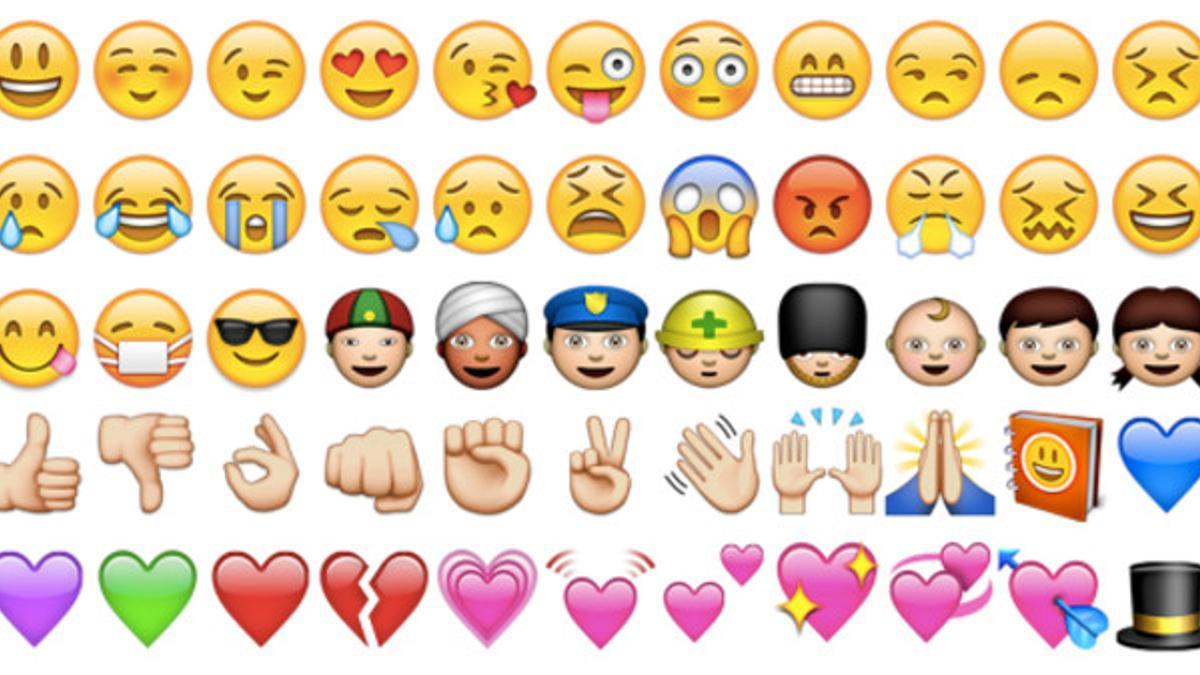 Algunos de emoticonos que se utilizan en WhatsApp.