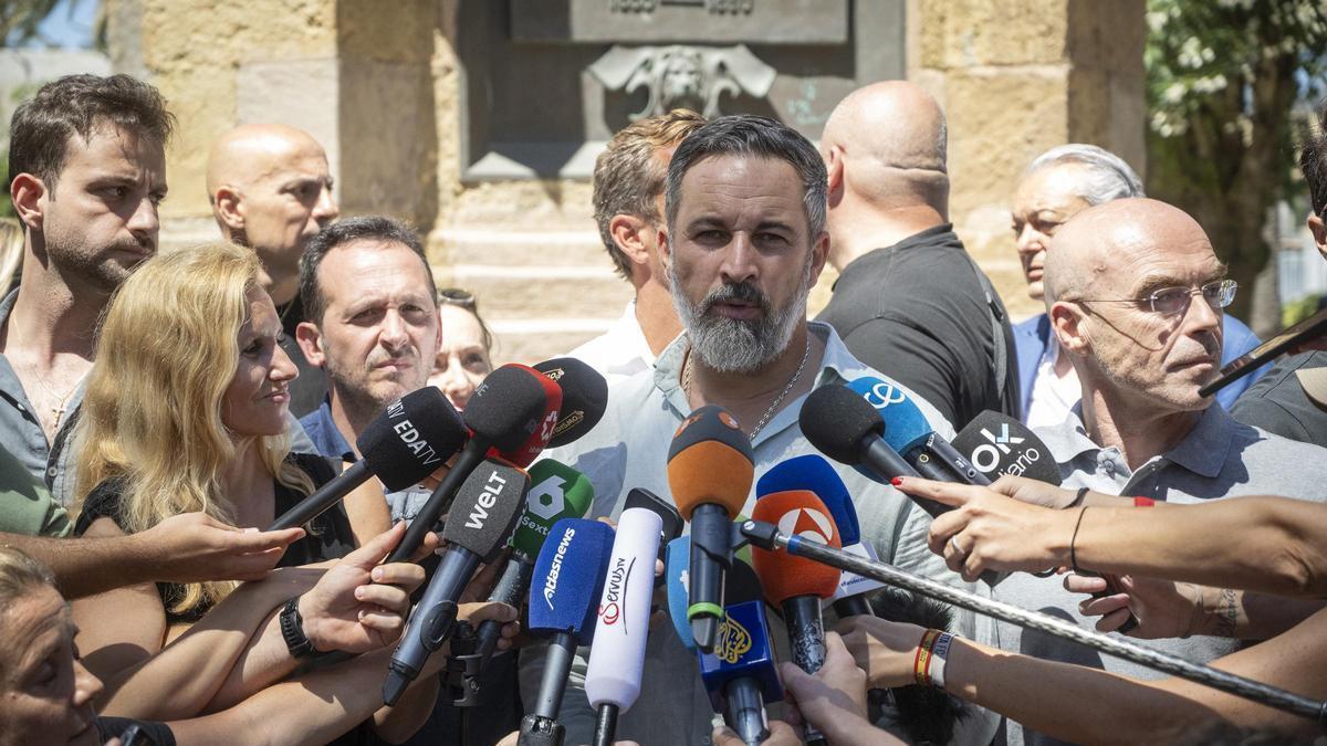 El presidente de VOX, Santiago Abascal, en su recienbte visita a Ceuta.