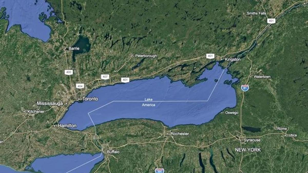Desde EEUU, tanto Google Maps como Google Earth ya rebautizan el Lago Ontario con el nombre trumpista "Lake America"