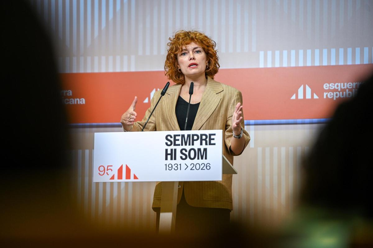 La secrétaire générale d'ERC, Elisenda Alamany, ce lundi en conférence de presse.