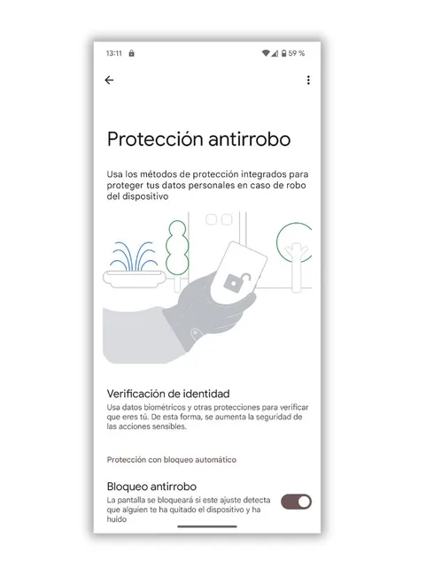 Écran Paramètres système avec verrouillage antivol et vérification d'identité activés.